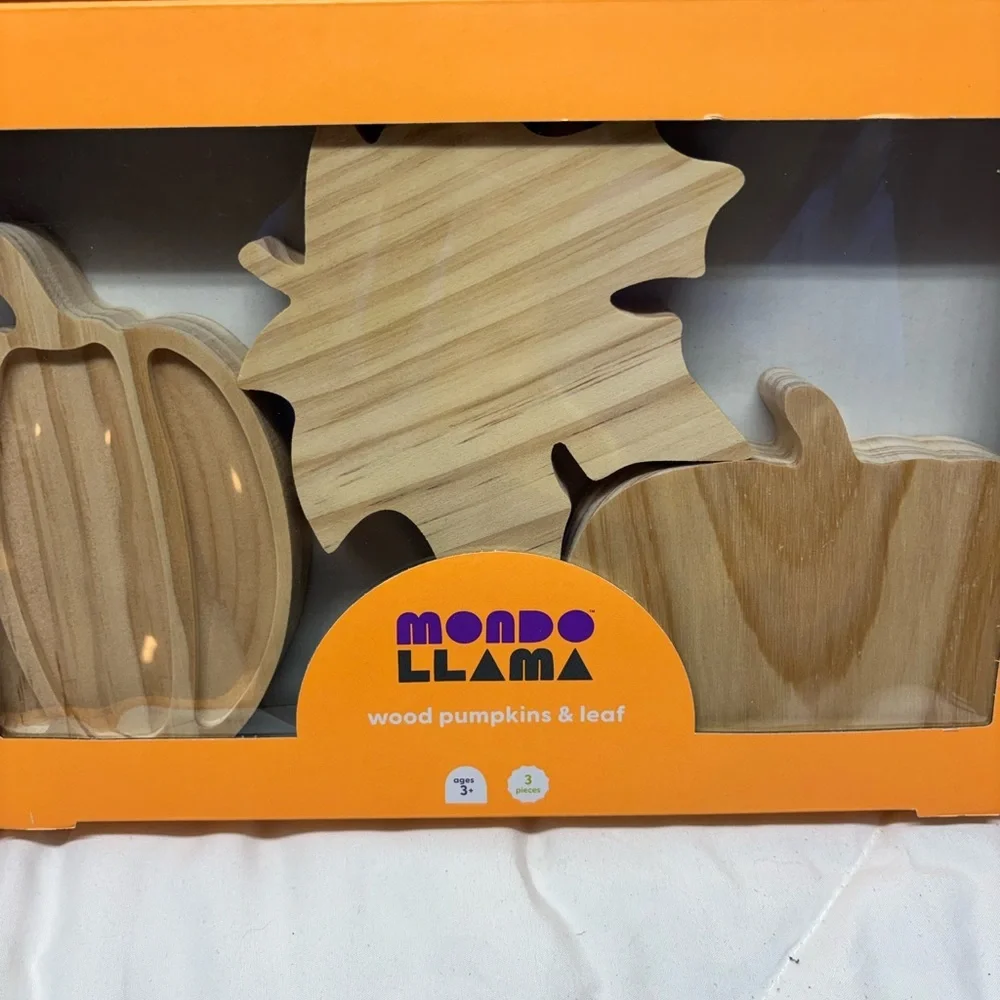 Mondo Llama Wooden Pumpkins And Leaf For Painting Arts And Crafts Fall Decor